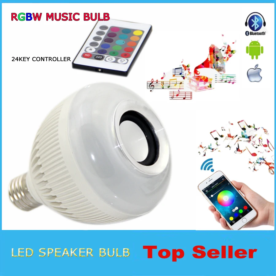 Wireless bluetooth 12W LED speaker bulb Audio Speaker E27 Colorful