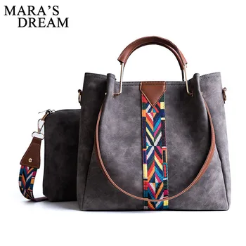 

Mara's Dream 2018 Women Hobo Bag Female PU Top-handle Bolsas Large Capacity Crossbody 2pcs Set Retro Female Handbag Shoulder Bag
