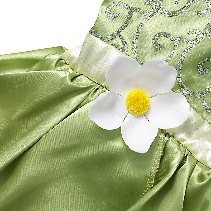 YOFEEL Princess Tiana Costume for Girl Fancy Dresses Cosplay The Princess and The Frog Dress Kids Party Halloween Birthday Gown