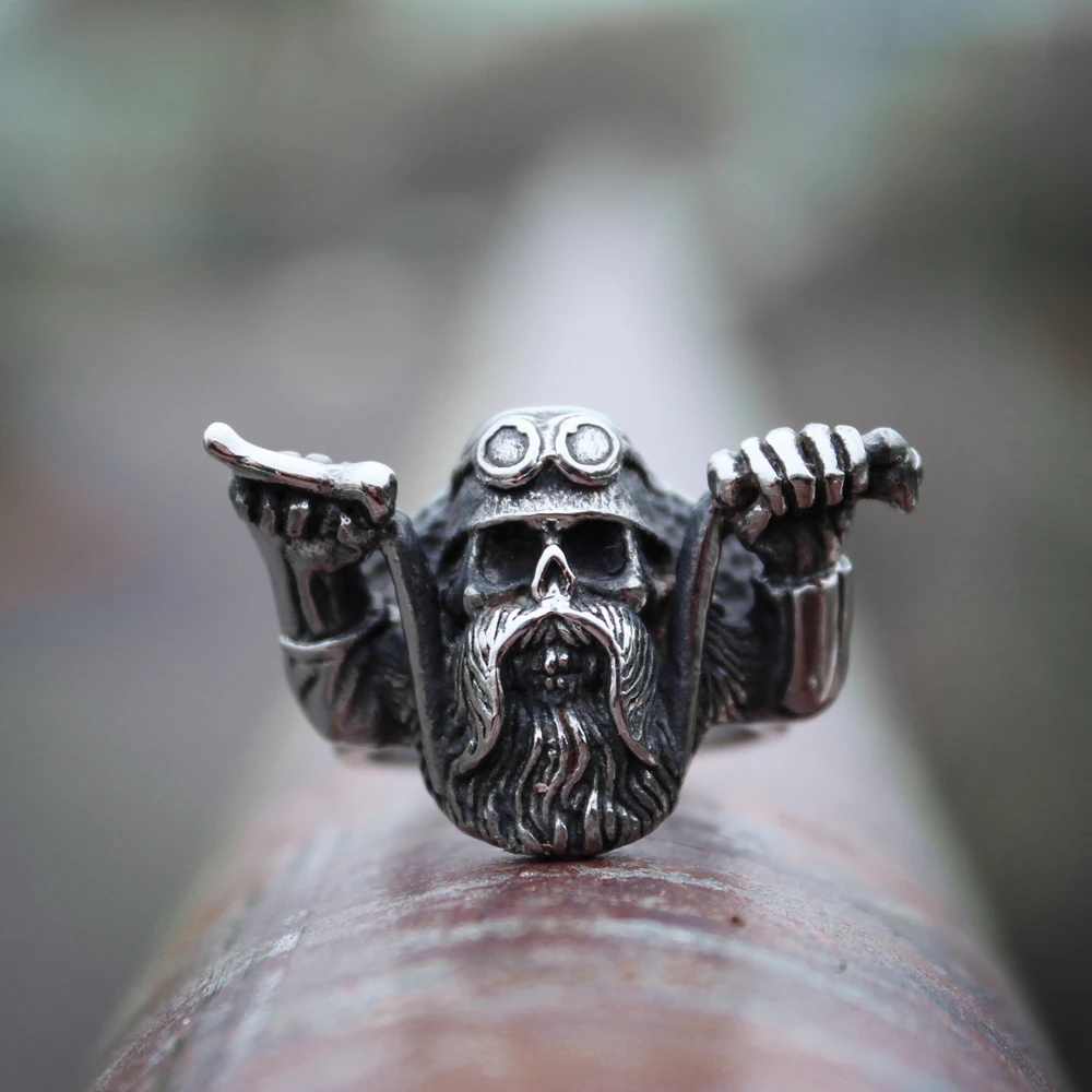 Mens Unique Punk Rock Wild Motor Motorcycle Skull Rings Fashion Party