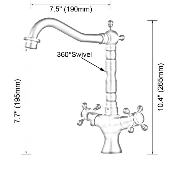 Vintage Retro Antique Brass Double Cross Handles Swivel Spout Kitchen Sink Bathroom Vessel Basin Faucet Mixer Tap anf247