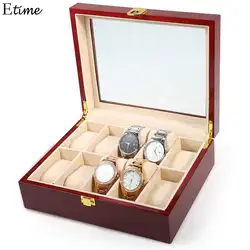 FANALA часы коробка Высокое качество 10 девчушки красный заводчик для часов ювелирные изделия Организатор Caja Reloj дисплей коллекция