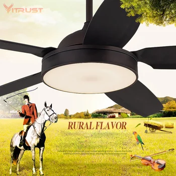

Contemporary Ceiling Fan 5-Blade LED Ceiling Fan Black Industrial Modern Ceiling Fan with Integrated LED Light Panel with Remote