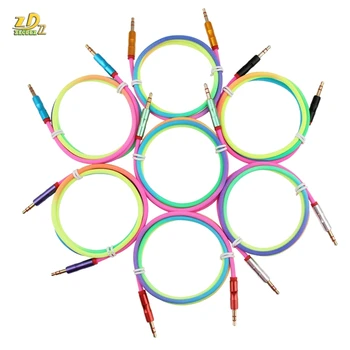 

300pcs 3.5mm Jack AUX Cable Rainbow Bamboo Copper Shell Audio Cable Speaker Cable for Headphones Car MP3 AUX Cord Extension male