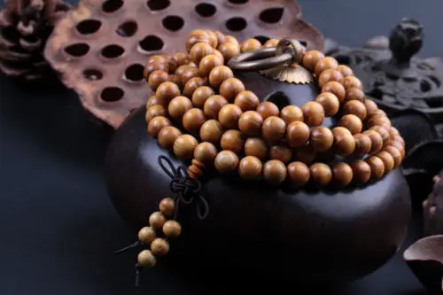 

6mm Tibetan Buddhism 108 Good Gold sandalwood Prayer beads Mala Necklace