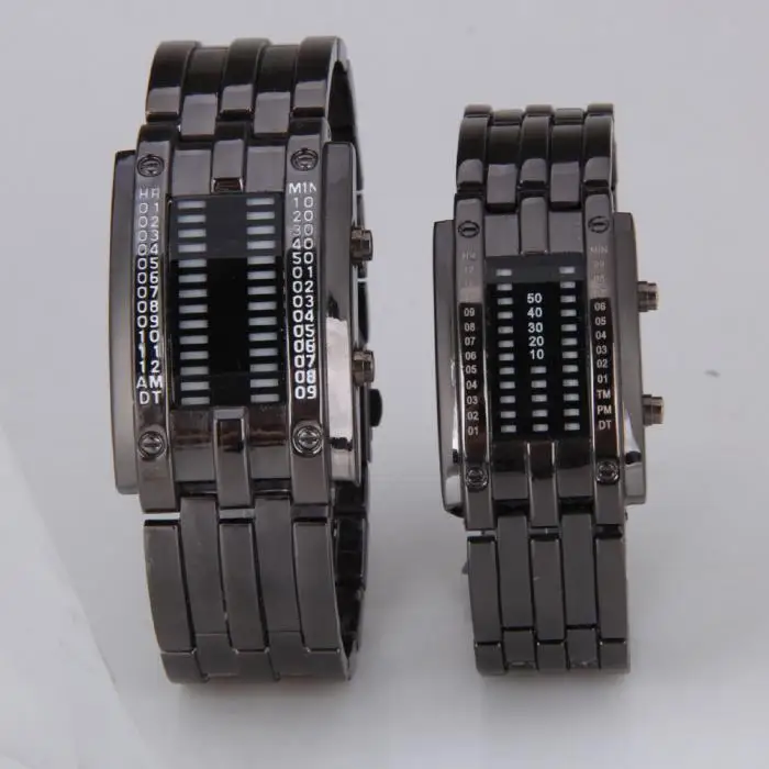 Любителей моды пара Часы цифровой светодиодный Дисплей 50 м Водонепроницаемый сплав ремешок электронные часы Для мужчин Для женщин