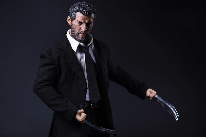 1/6 Scale Wolverine Logan Black Suit Clothes Set Claws Head Fit 12" Figure Body 