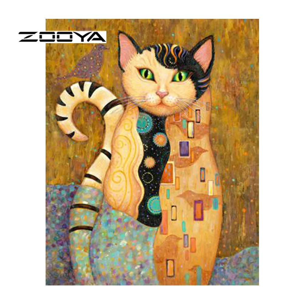 

ZOOYA Diamond Painting Abstract Cat Full Diamond Embroidery Pattern Rhinestones Mosaic Kit Needlework DIY Decor Crafts RF1343
