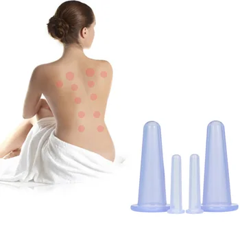 

4pcs/set Silicone Cupping Cups Family Body Massage Helper Anti Cellulite Vacuum Cupping for Face Neck soap Health Care Tools
