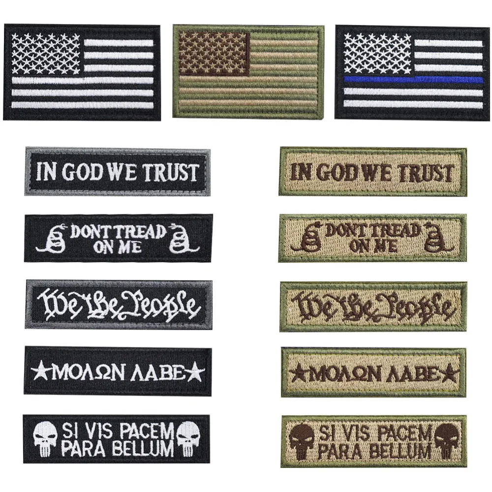 Bundle 13 pieces USA Flag Patch Thin Blue Line Tactical American Flag