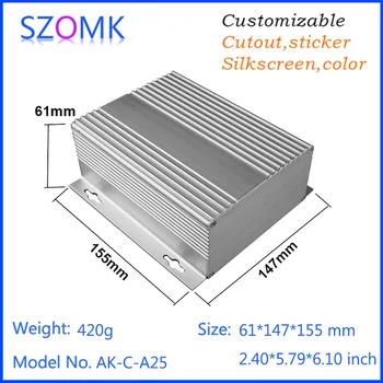 

10 pcs, 61*147*155mm aluminum amplifier enclosure wall mounting aluminum extrusion box szomk anodizing enclosure control box
