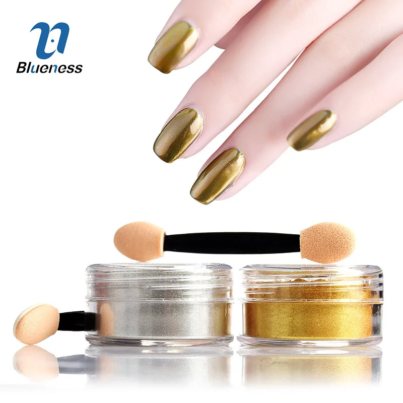 

5g/Box 2 Colors Gold Silver Decorations Nail Art Chrome Pigment Glitters Mirror Glitter Powder Diy Shinning Dust For Nails