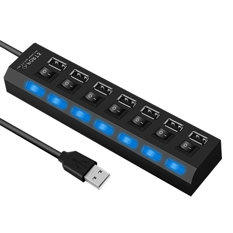 

7 port Micro USB 2.0 Hub High Speed 480Mbps USB Splitter With ON/OFF Switch usb hub 2.0 For PC Computer Accessories USB HUB