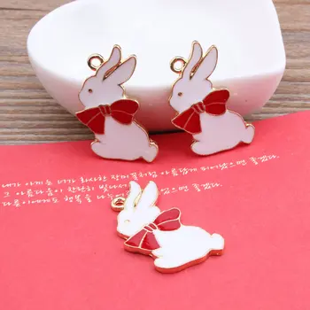 

New Style 30pcs/lot Alloy drop oil Gold Tone Animals Cartoon Bowknot Rabbits Shape Metal Charms Diy Jewelry Pendants Accessory