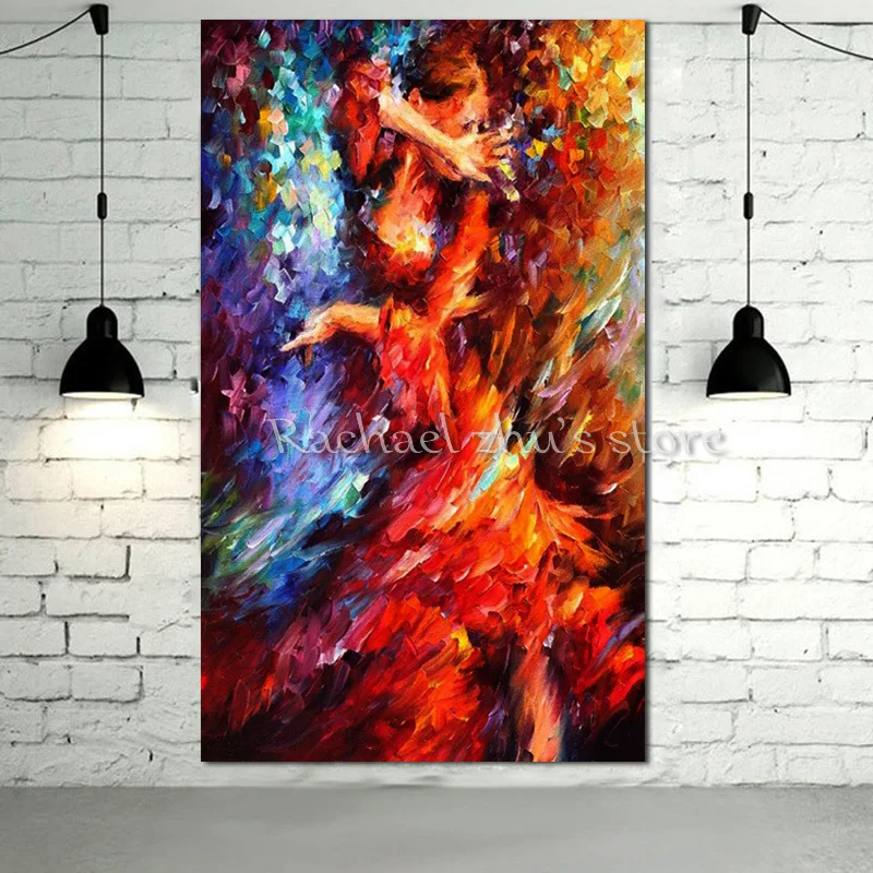 

Handpainted Plaette Knife Sexy Dancer Oil Painting On Canvas Abstract Woman Figure Wall Painting For Children's Room Home Decor