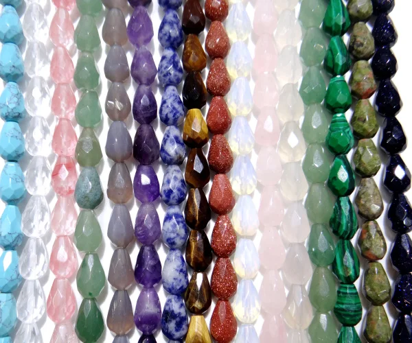 

8*12mm Natural stone Quartz amethyst agate Opal Faceted water drop spacer beads for Diy Jewelry Making Bracelet Necklace 16pc