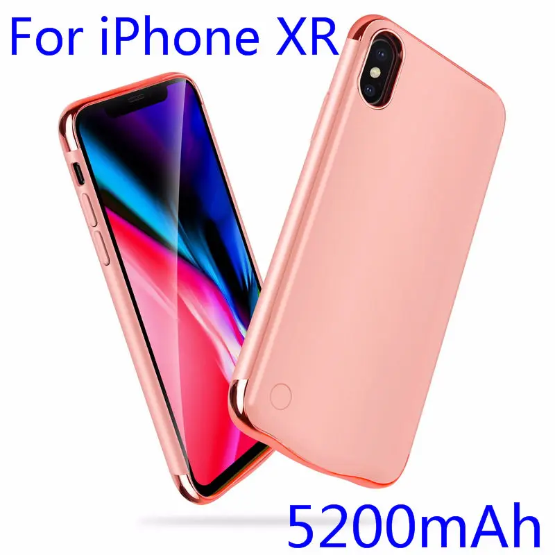 Тонкий противоударный чехол для зарядного устройства для iPhone XR XS Max, перезаряжаемый внешний аккумулятор для iPhone X XS, чехол для зарядки - Цвет: IXR-Rose