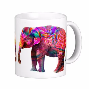 

Trippy Hippie Elephant High Quality White Coffee Mugs Tea Mug Customize Gift By LVSURE Ceramic Mug Travel Coffee Mugs
