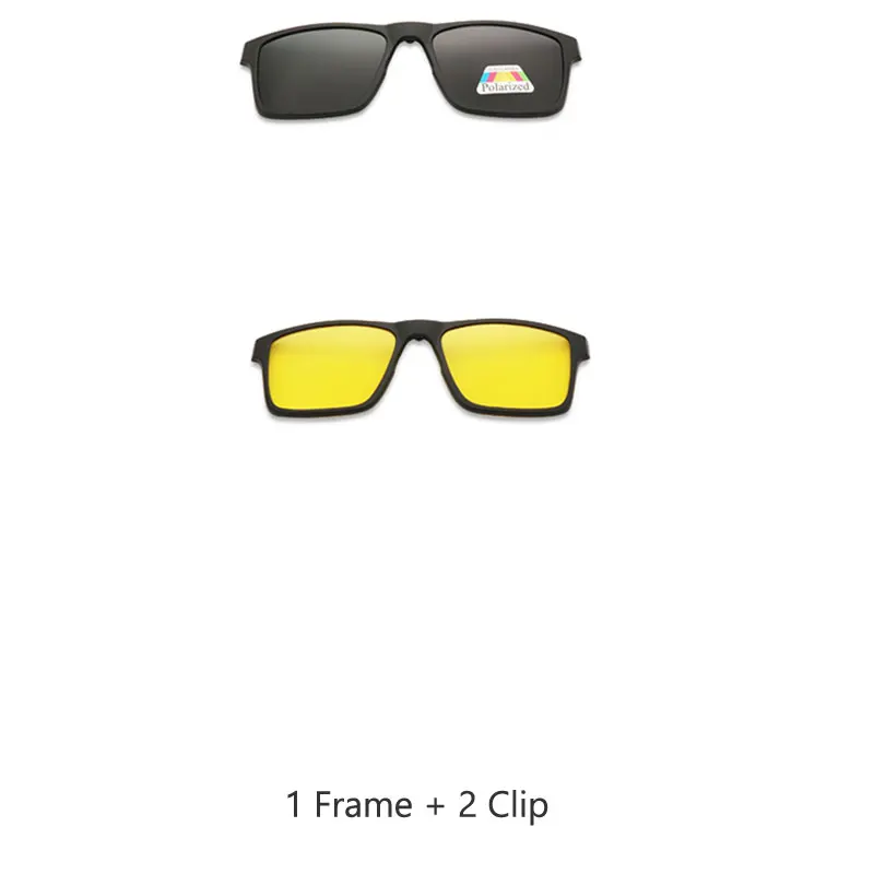 Винтажные поляризационные мужские Солнцезащитные очки женские 5 в 1 Набор очков TR90 оптические оправы по рецепту очки Корректирующие UV40 - Цвет линз: 1 Frame 2 sun cover