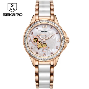 

SEKARO Women Ceramic Rhinestone Clock Love Design Watch Women's Wristwatch Top Brand Luxury Women Watches Gift Relogio Feminino