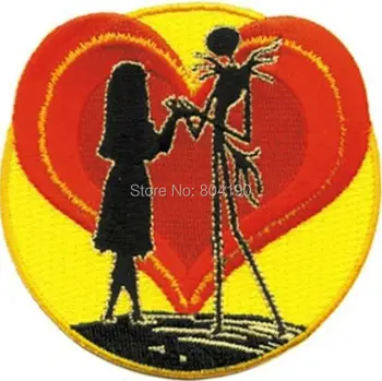 

3" Nightmare Before Christmas Jack and Sally In Heart TV Movie Show Series Cartoon applique iron on patch children's day gift