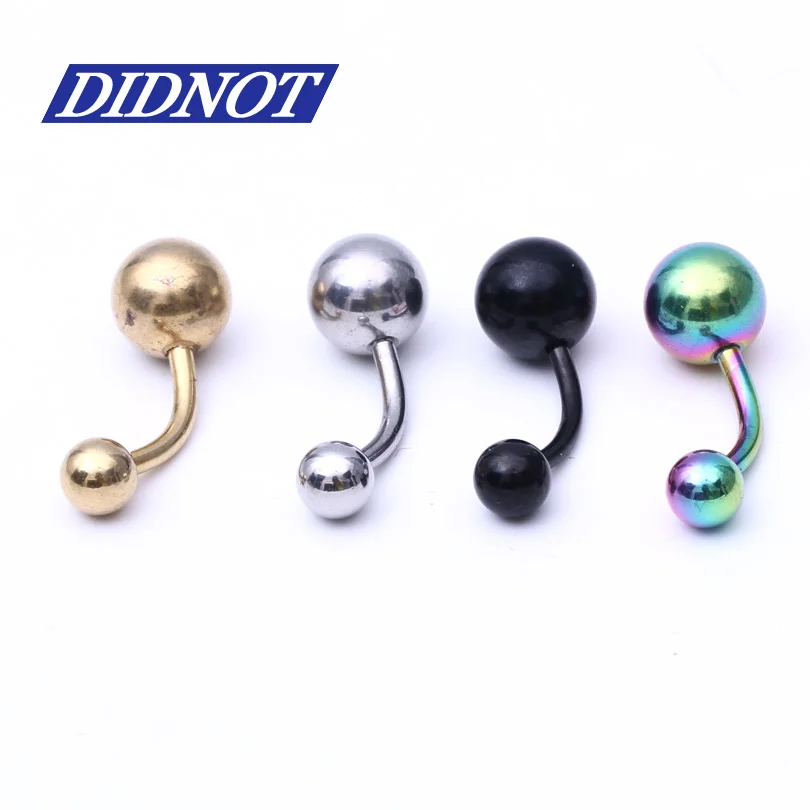 4pcs Mix Color Belly Rings Stainless Steel Ball Balls Navel Bar Rings