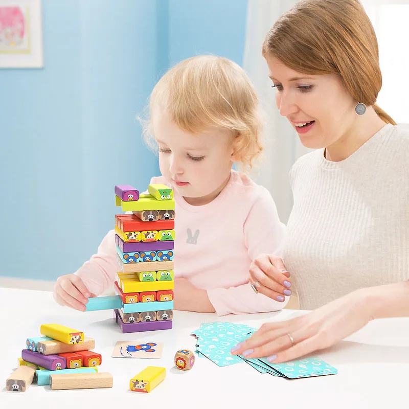 

New Children's Jenga Puzzle Building Blocks Toys Parent-child Interaction Pumping Layer Stacking Adult Stacking High