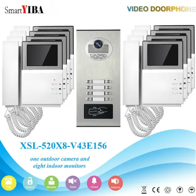 Smartyiba 8 Units Household 4 3inch Video Door Phone Doorbell Rfid Smartyiba 8 Units Household 4 3inch Video Door Phone Doorbell Rfid Control Multi Apartment Building Intercom