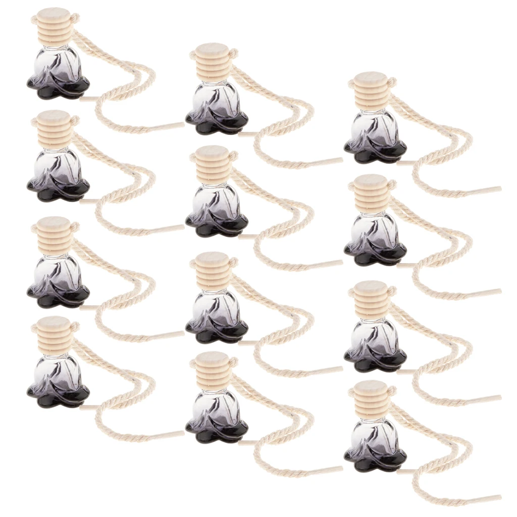 12 Pieces Air Freshener Car Printed Hanging Diffuser Bottle 10ml Perfume Fragrance Bottle Flower