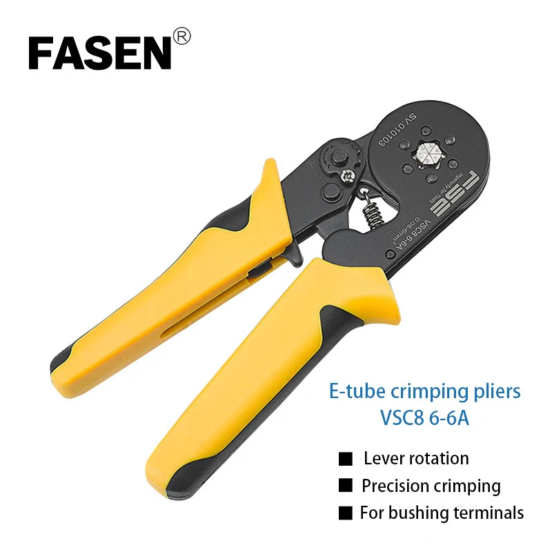 

VSC8 6-6 23-10AWG Hexagon 10S 0.08-6mm 23-7AWG Quadrilateral Tube Bootlace Terminal Crimping Pliers Crimp Hand Tools
