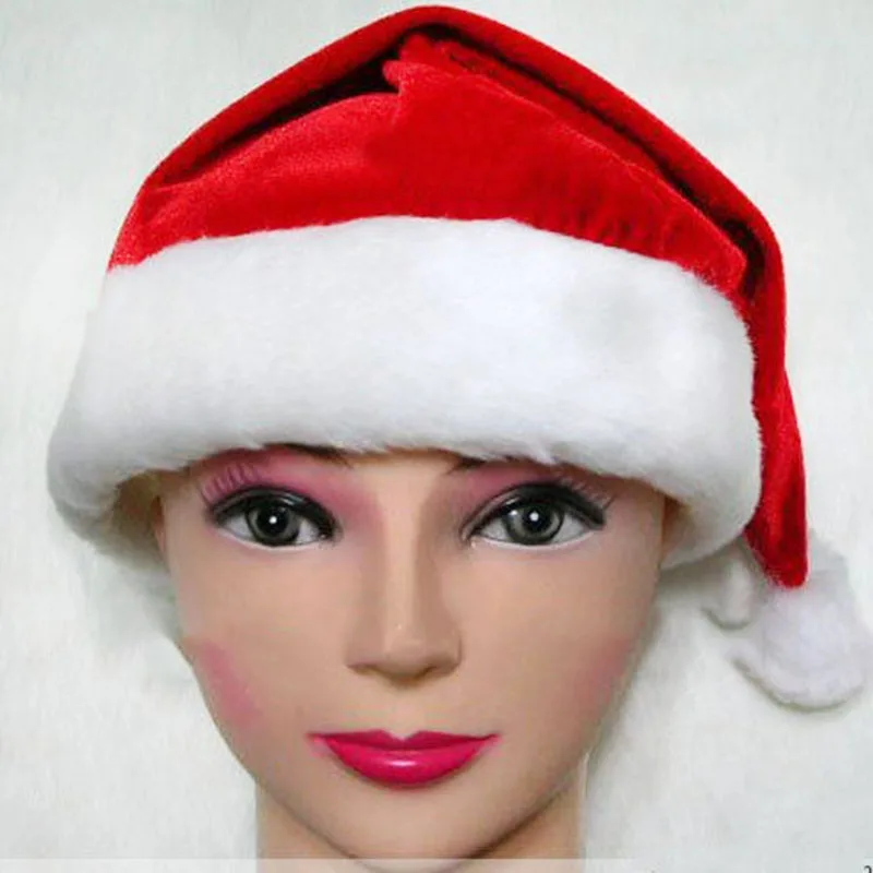 

Free Shipping,20pcs/lot ,high quality velour/velvet Christmas Hat/XMAS hat,santa claus hat ,children and adult