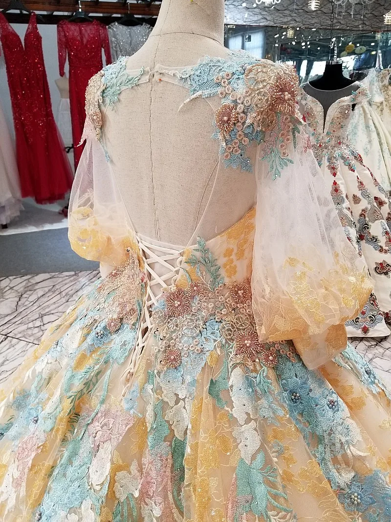 BacklakeGirls 2018 золото кружево Свадебные платья одежда с длинным рукавом длинным шлейфом спинки подвенечные Свадебные платья бальное платье