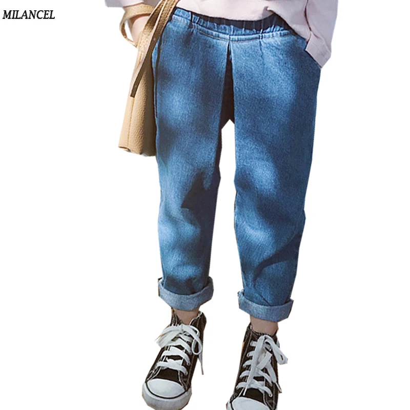 

MILANCEL 2018 Girls Jeans Solid Kids Boys Jeans Casual Jeans for Children Pants Plain Girls Jeans Boy Denim Pants Spring Clothes