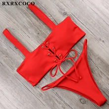 RXRXCOCO Solid Bikini Sets 2018 Sexy Sport Bikini Adjustable Buttom Swimsuit Women Padded Swimwear Summer Beachwear Bathing Suit