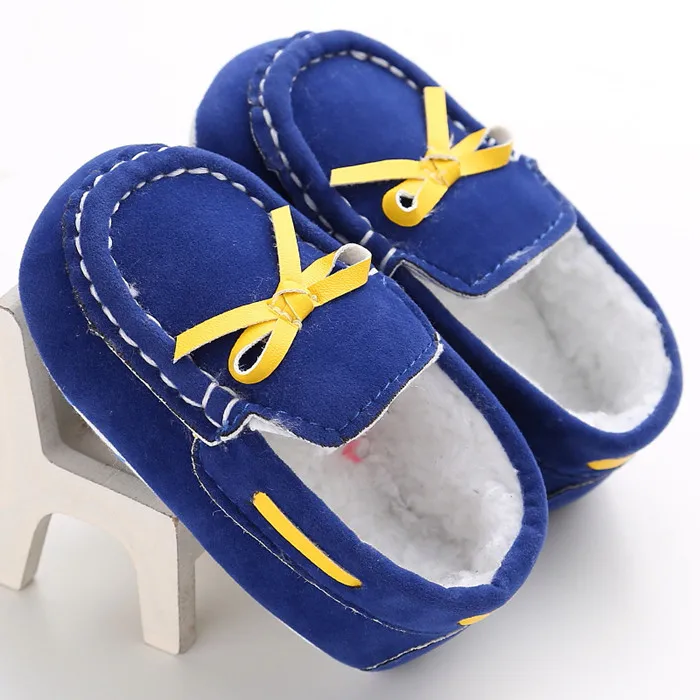 Комплект детской обуви из вельвета, От 0 до 1 года, теплая детская обувь с мягкой подошвой, нескользящая обувь для детей, WMC904 - Цвет: Blue happy baby