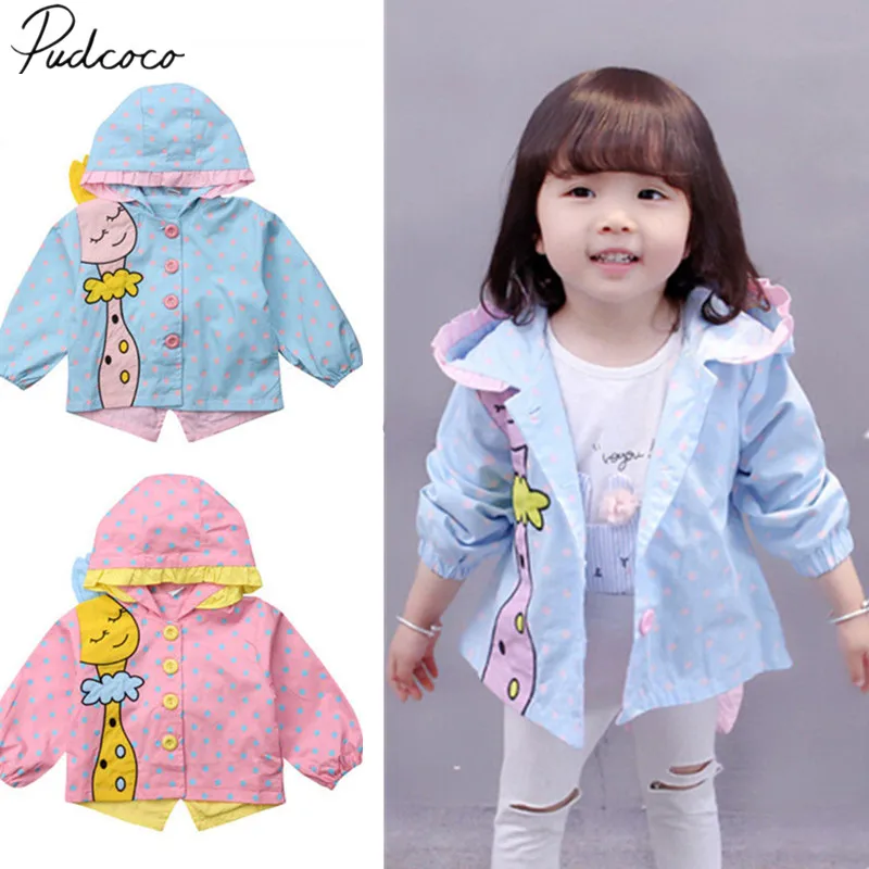 

2018 Brand New Autumn Winter Toddler Baby Girls Coat Jacket Long Sleeve Single Breasted Cartoon Giraffe Hooded Coat 2 Style 0-3Y