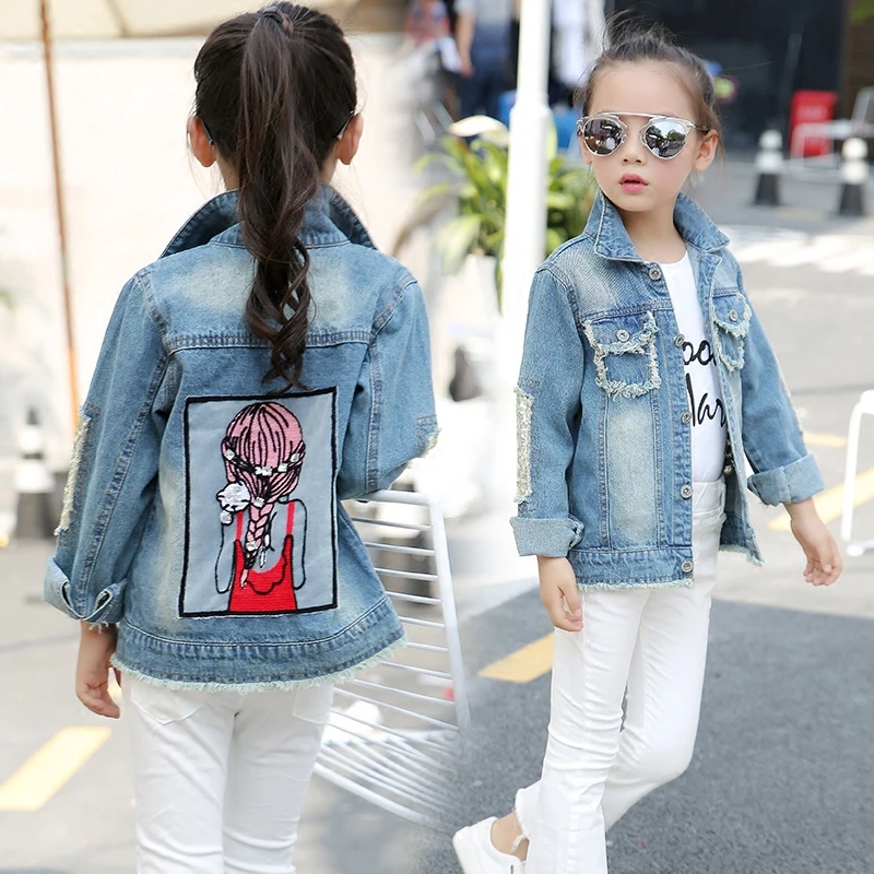 Джинсовая куртка с блестками для девочек от 3 до 14 лет осень 2020|coat children|children