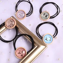 1 шт., веревка для волос для девочек, Miss Meng Sister Eat, милый текст, деревянная мягкая, для сестры, для студентов, для волос, круглая резинка G0409