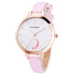 FanTeeDa 2019 новые роскошные женские кварцевые часы с изображением винного стекла, аналоговые классические женские кожаные Наручные часы saat