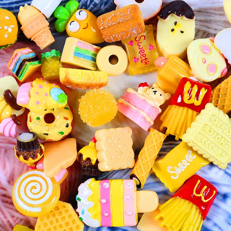 10PCS/lot Artificial Food Lollipop Candy Decor Figurine Cabochon Toys Dollhouse/Miniatures DIY Phone Case Accessories Material