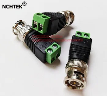 

NCHTEK Coax CAT5 To Camera CCTV BNC Video Balun Connector Adapter, BNC male to terminal block/Free Shipping/100PCS