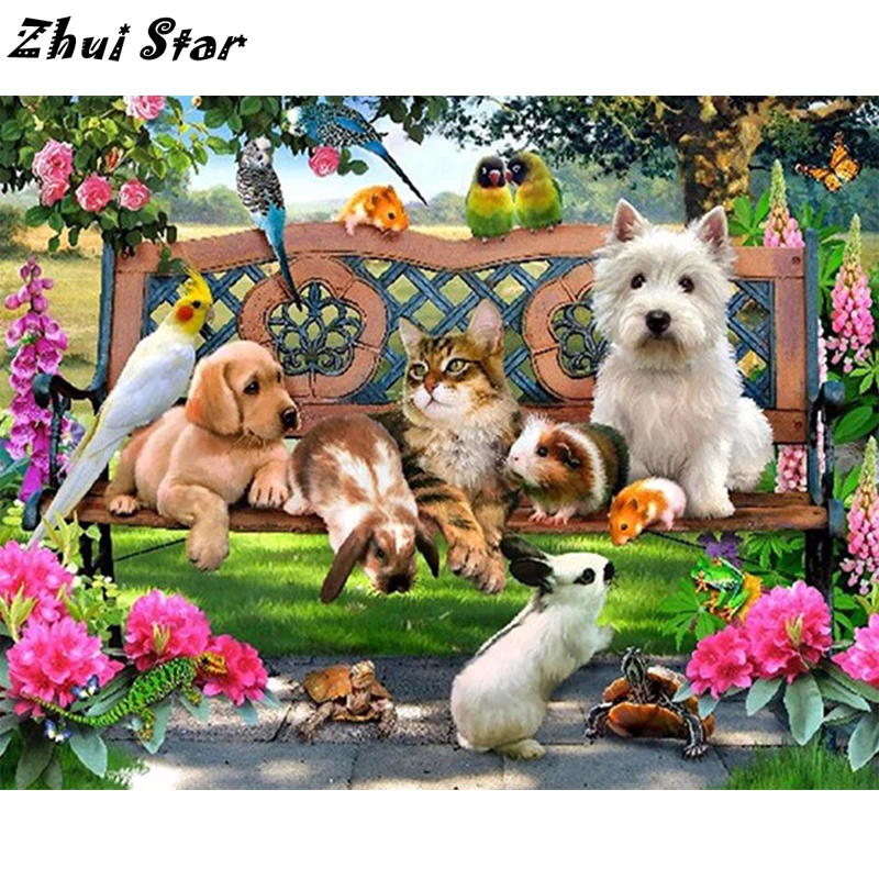 NEW 5D DIY Diamond Painting Animal Family Full Square Cross Stitch Rhinestone Mosaic Home Decor FC894 | Дом и сад
