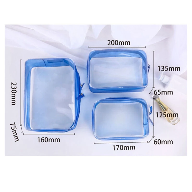 

WCIC PVC Large Capacity Cosmetic Bag Travel Bag Cute Transparent Storage Bag for Women Zip Lock Plastic Bags Makeup Organizer