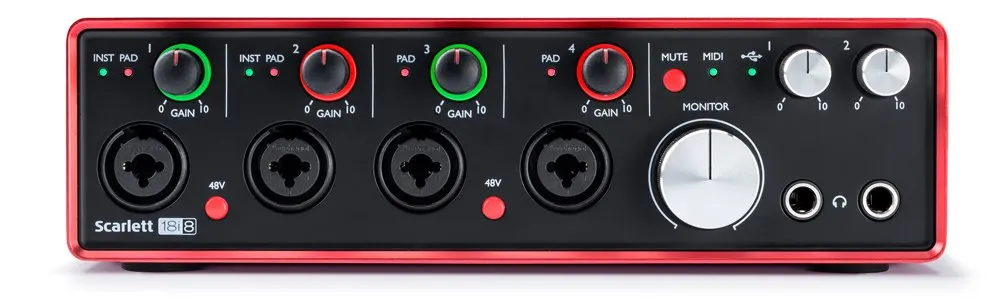 Focusrite Scarlett 18i8(2nd Gen) 18 в/8 Выход USB аудио интерфейс четыре Focusrite микрофон предусилители профессиональная Запись Звуковая карта