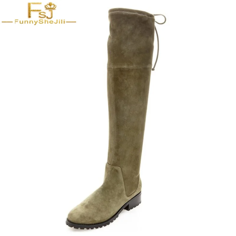 chunky flat thigh high boots
