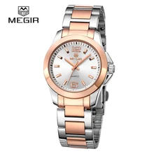 Megir De Luxe Marque Montre Femmes Complet En Acier Inoxydable Montre En Or Montre Femme Mode Entreprise Imperméable Amant de QuartzWatch 5006