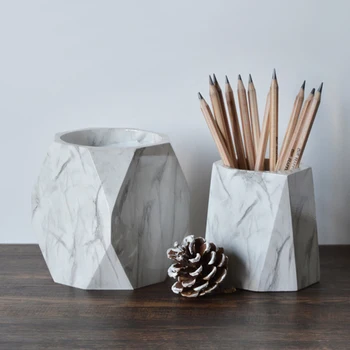 

HOT SALE Nordic Style Marble Print Pen Holder Pencil Case Makeup Brush Storage Box Home Office Desk Ornaments Stationery Gifts
