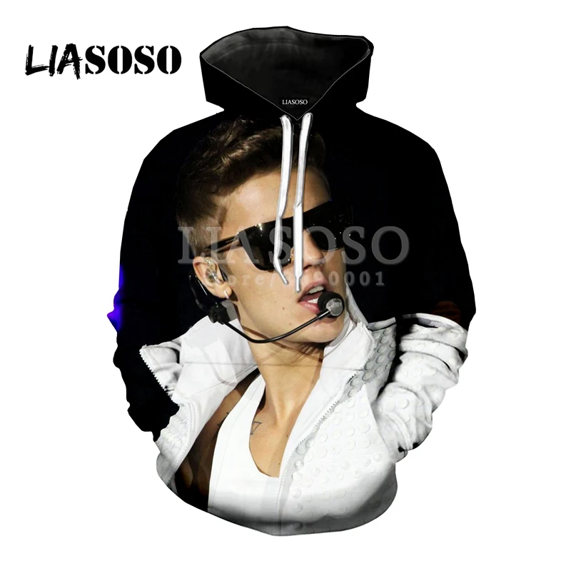 LIASOSO 2018 New Fashion Justin Bieber J.B 3D Print Women Men Hooded Hoodies Sweatshirts Pullover Harajuku Hip Hop Hoodies X0634