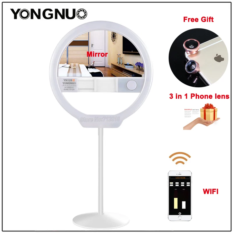 

YONGNUO YN128 II Photography LED Ring Selfie Light with Makeup Mirror Bicolor Beautify LED Selfie Lamp for iPhone Mobile Youtube
