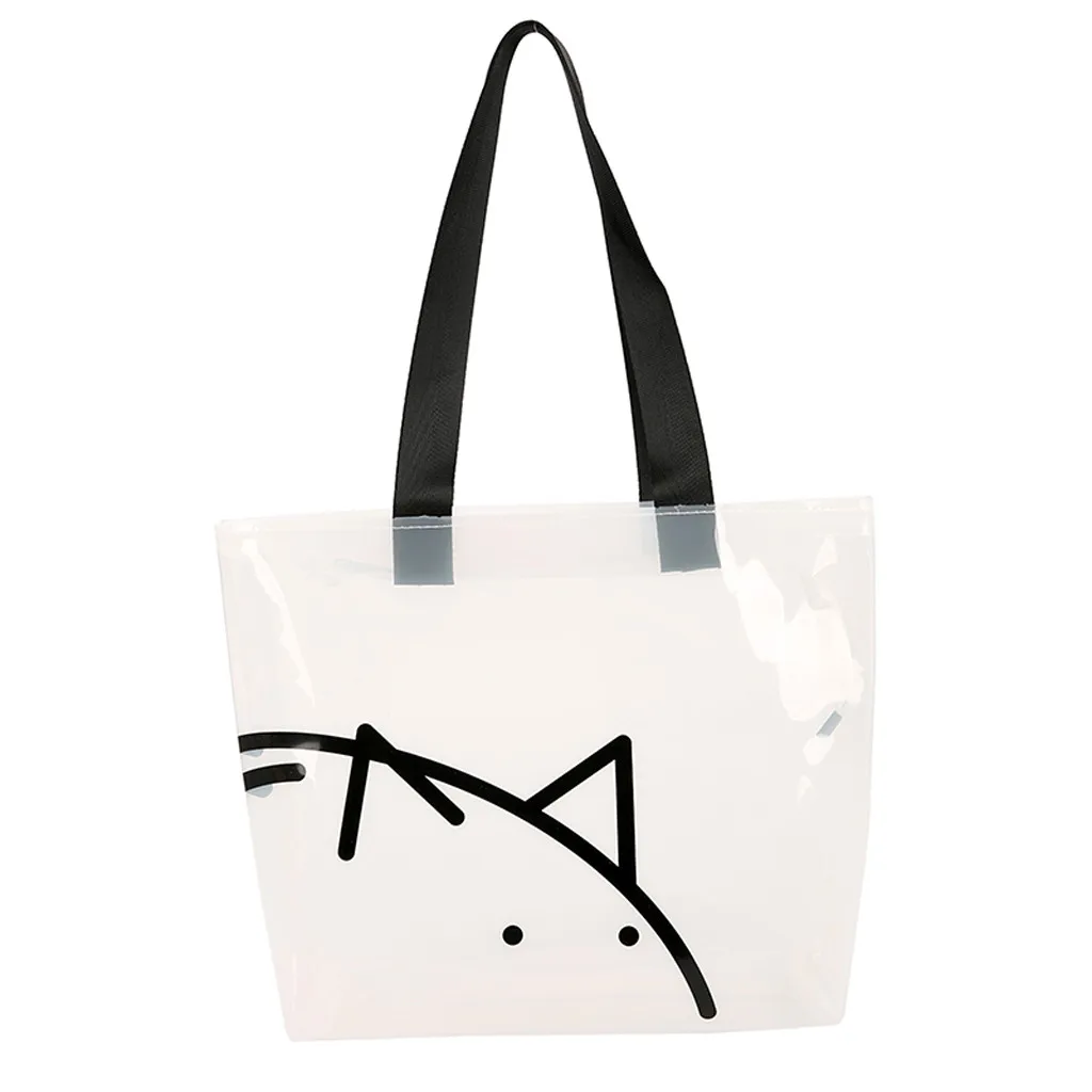 Большая вместительная женская сумка на плечо, карамельный цвет, свинья, водонепроницаемая пляжная сумка с ручкой, женская сумка, прозрачная желеобразная сумка, Shippong Bolsos - Цвет: Белый